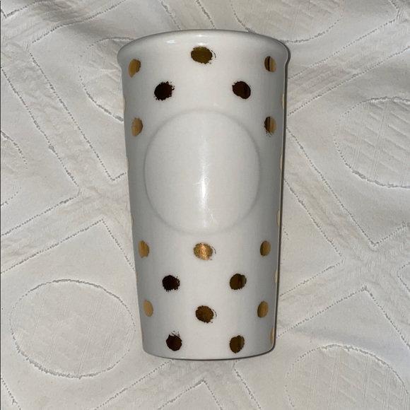 Starbucks Other - Starbucks Gold Polka Dot Ceramic Tumbler